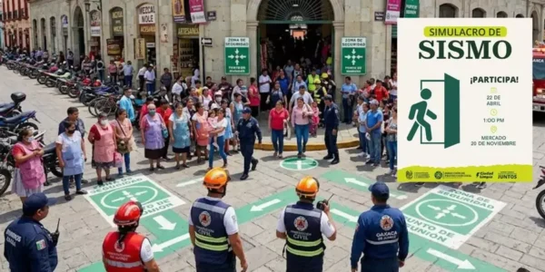 Oaxaca pone a prueba a comerciantes del mercado 20 de noviembre con simulacro sísmico